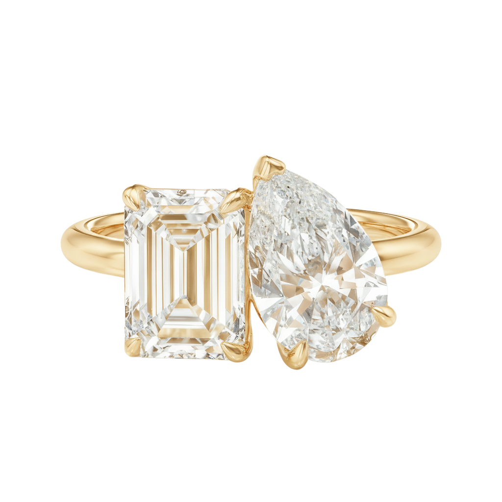 Duo - Emerald - Yellow Gold - Plain