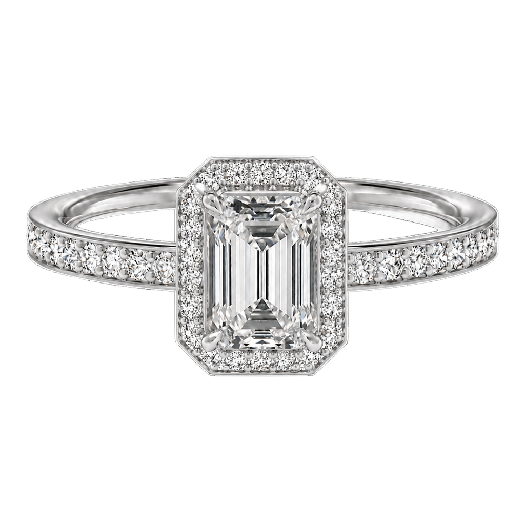 Deneuve - Emerald - White Gold - Pavé