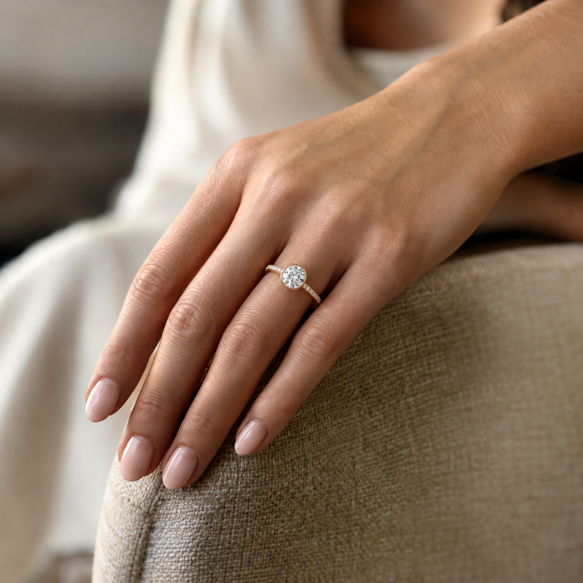 Bailey - Round - Rose Gold - Pavé