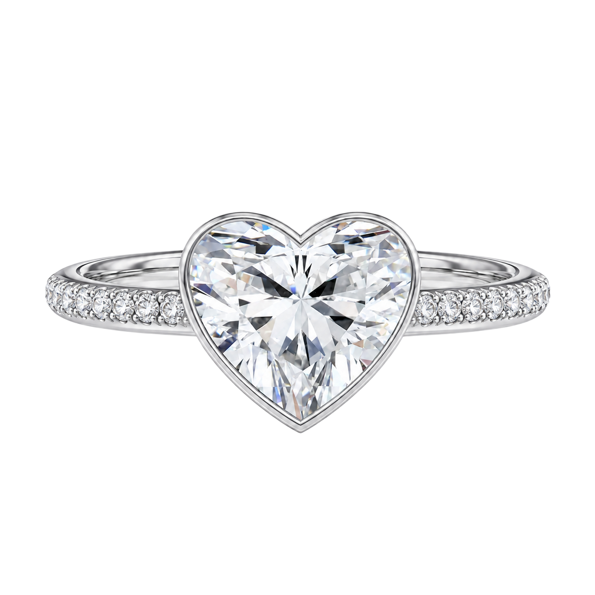 Bailey - Heart - White Gold - Pavé