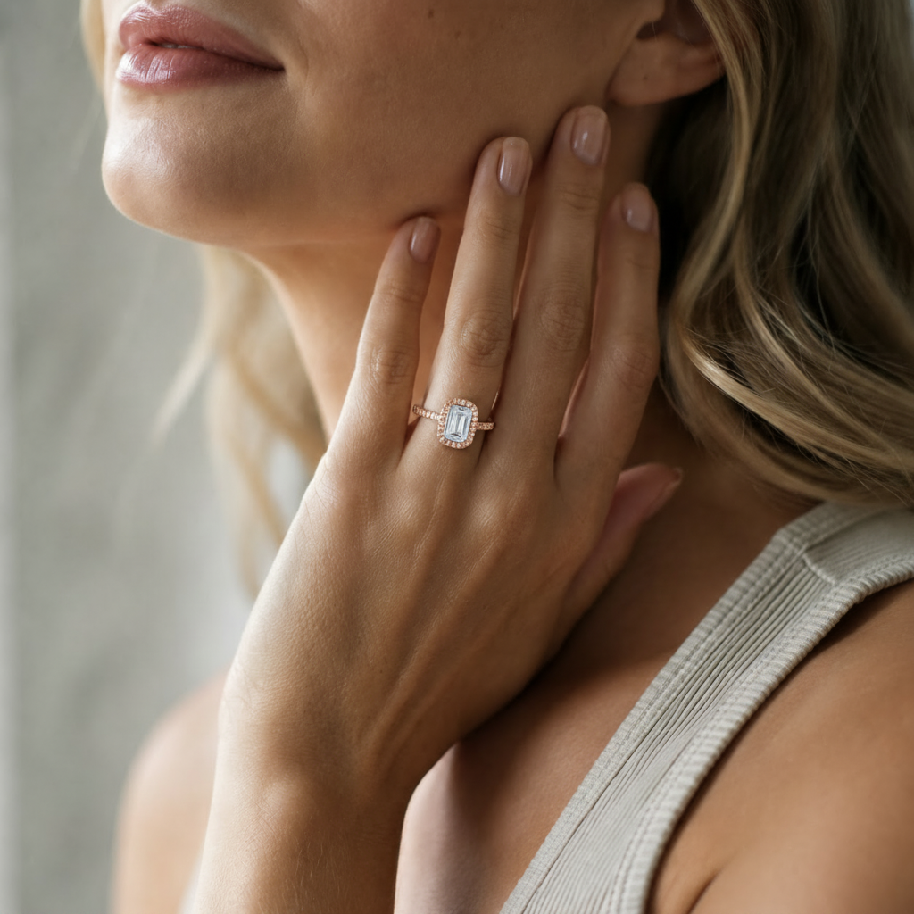 Cordelia - Emerald - Rose Gold - Pavé
