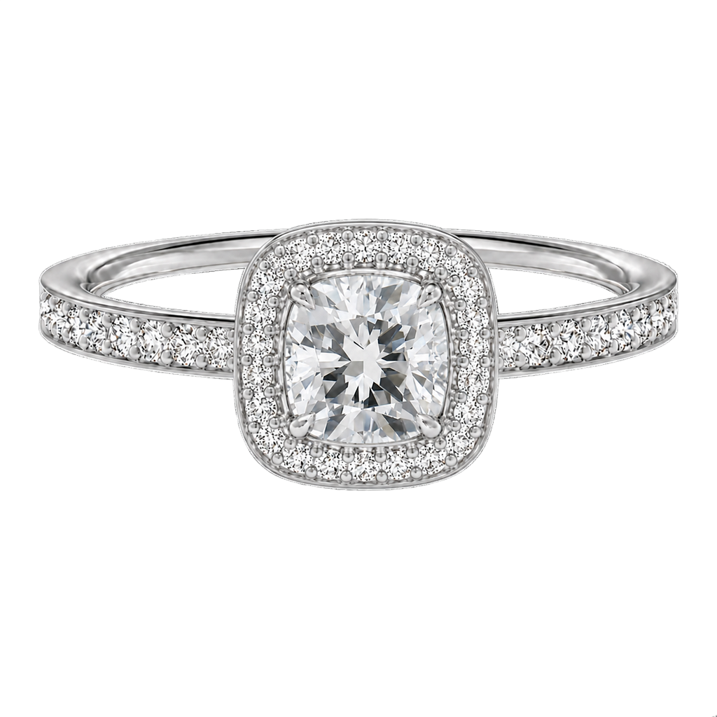 Deneuve - Cushion - Platinum - Pavé