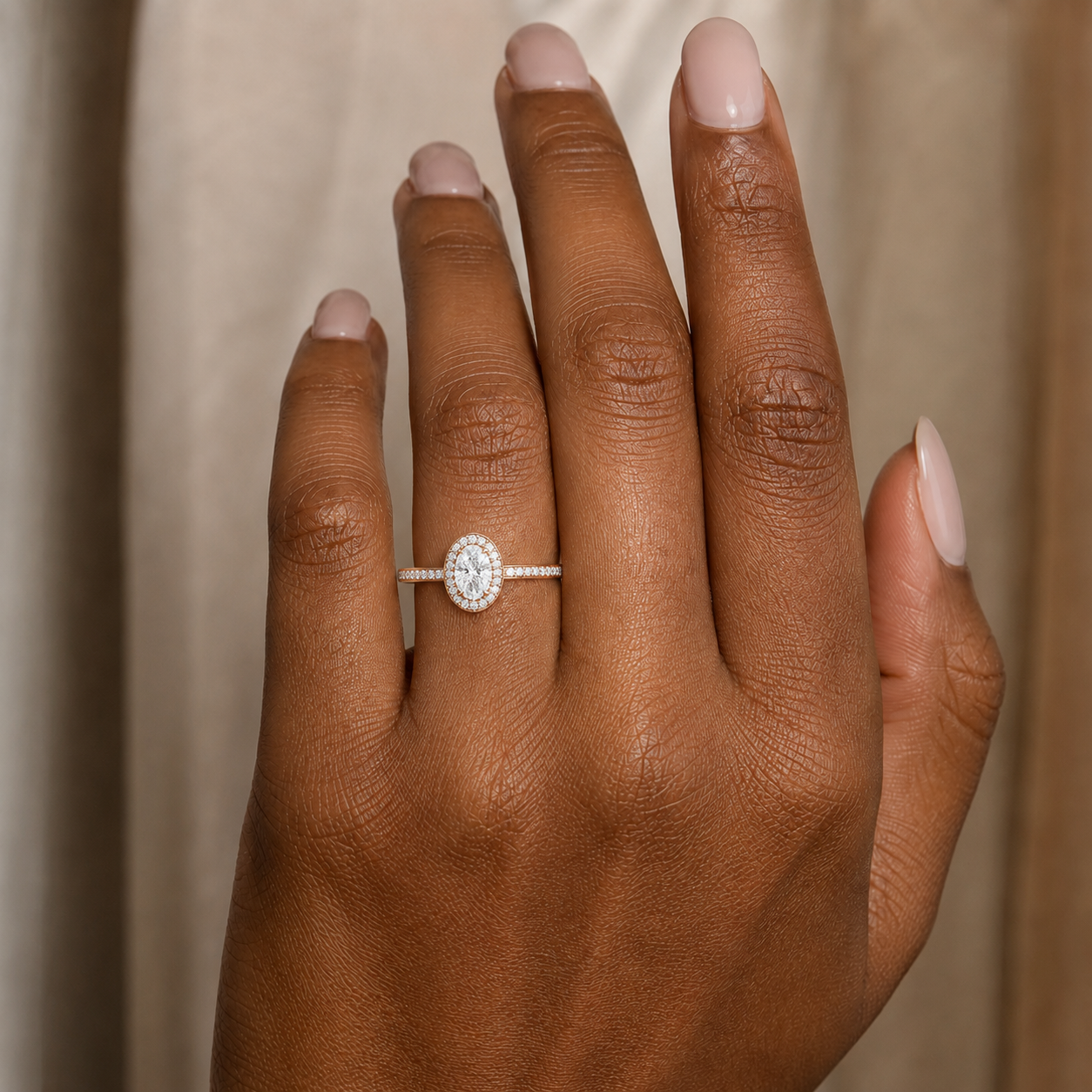 Deneuve - Oval - Rose Gold - Pavé