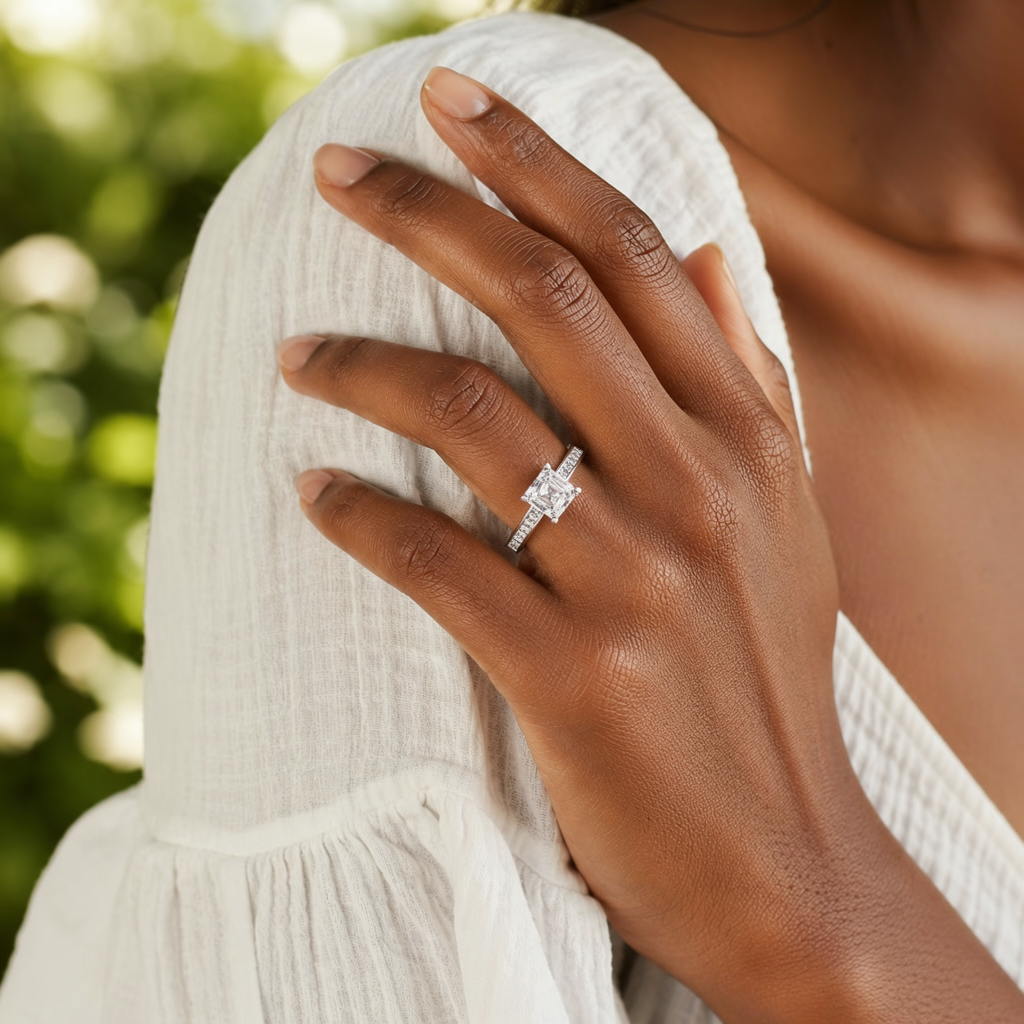 Basilica - Asscher - White Gold - Pavé