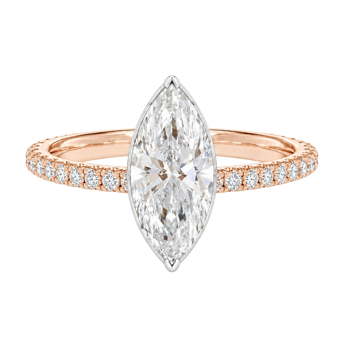 Solenne - Marquise - Rose/White Tone - Pavé