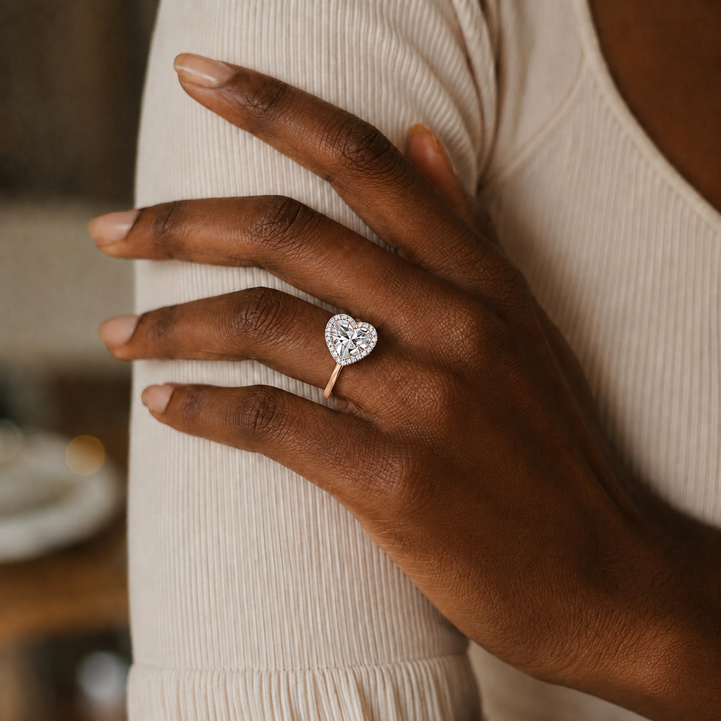 Cordelia - Heart - Rose / White Tone - Plain