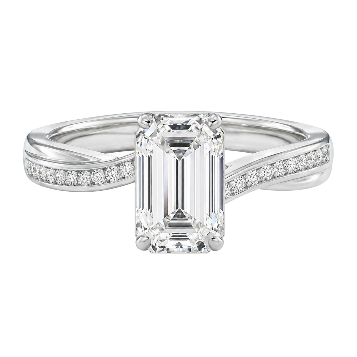Wreath - Emerald - White Gold - Channel