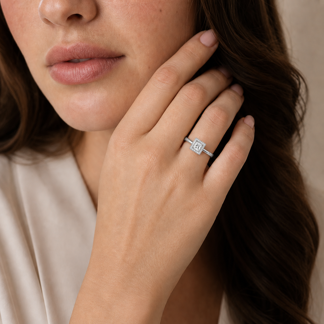 Deneuve - Princess - White Gold - Plain
