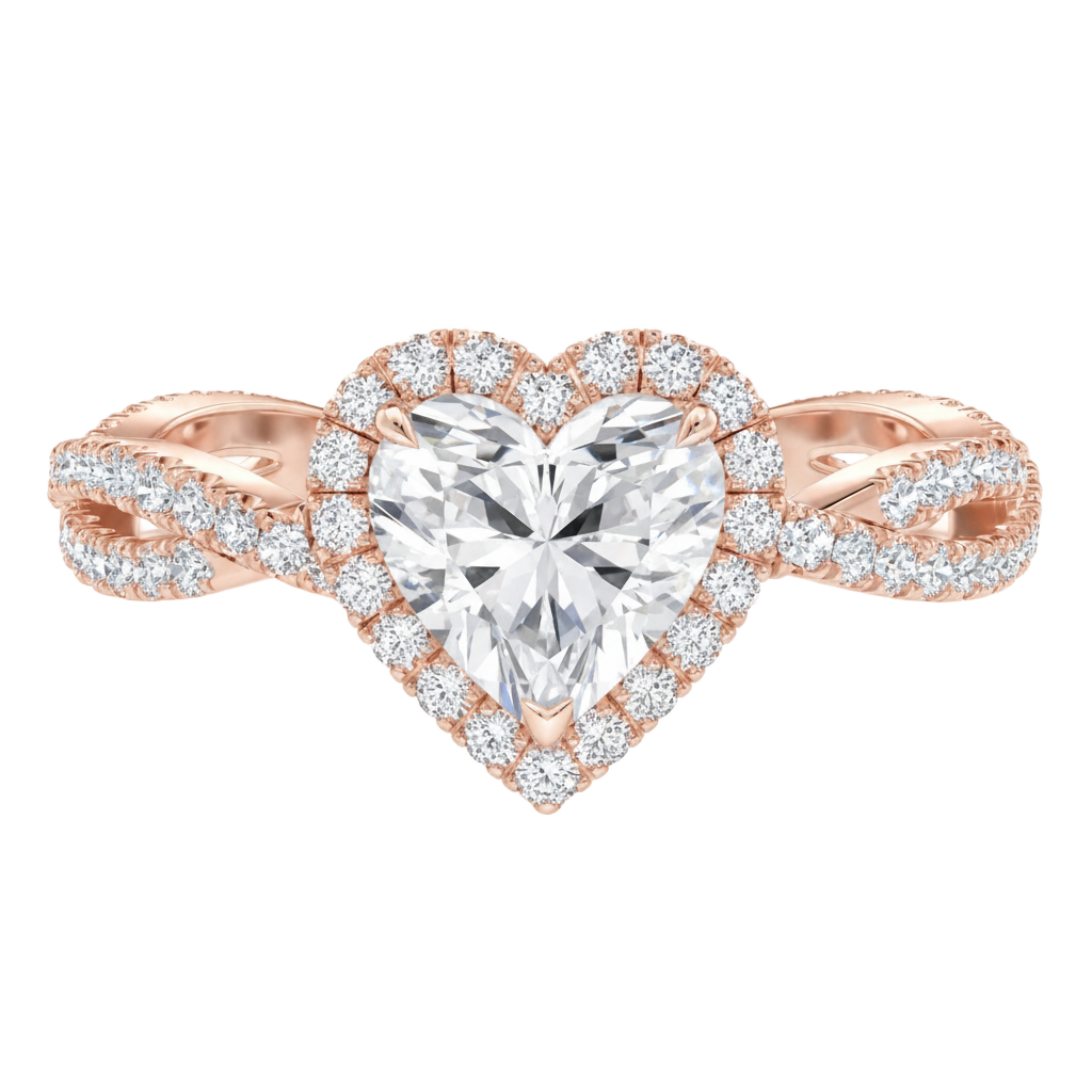 Braid - Heart - Rose Gold - Pavé