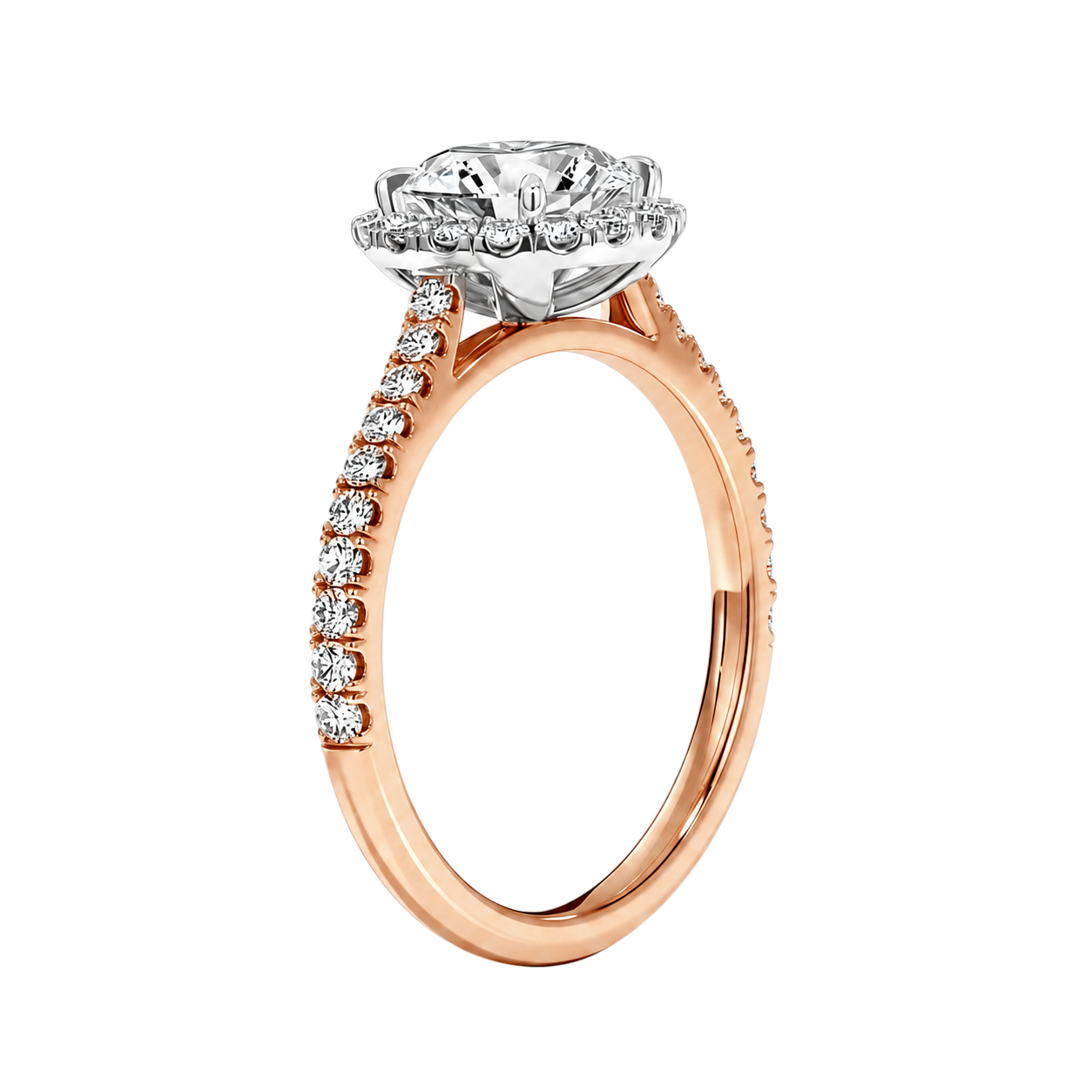 Cordelia - Heart - Rose / White Tone - Pavé