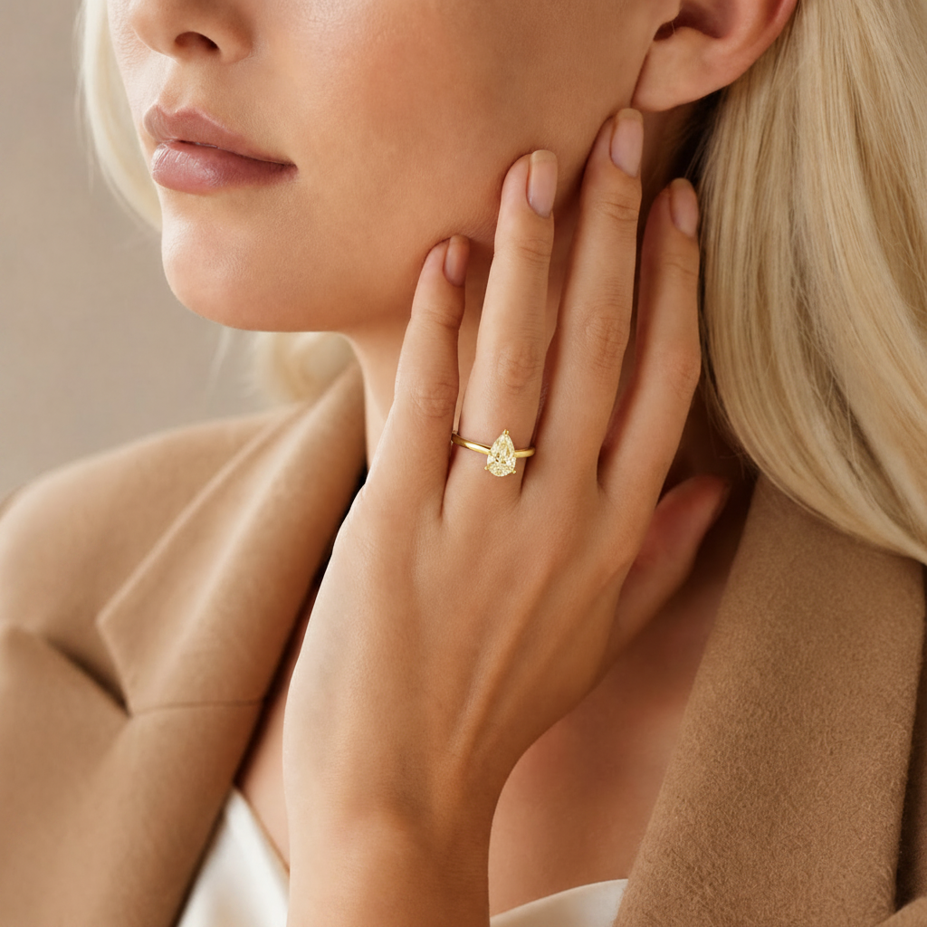 Basilica - Pear - Yellow Gold - Plain