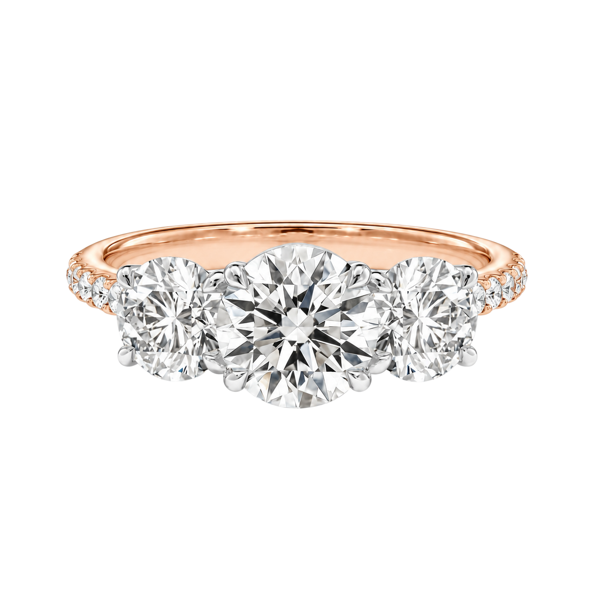 Trinity - Round - Rose/White Tone - Pavé