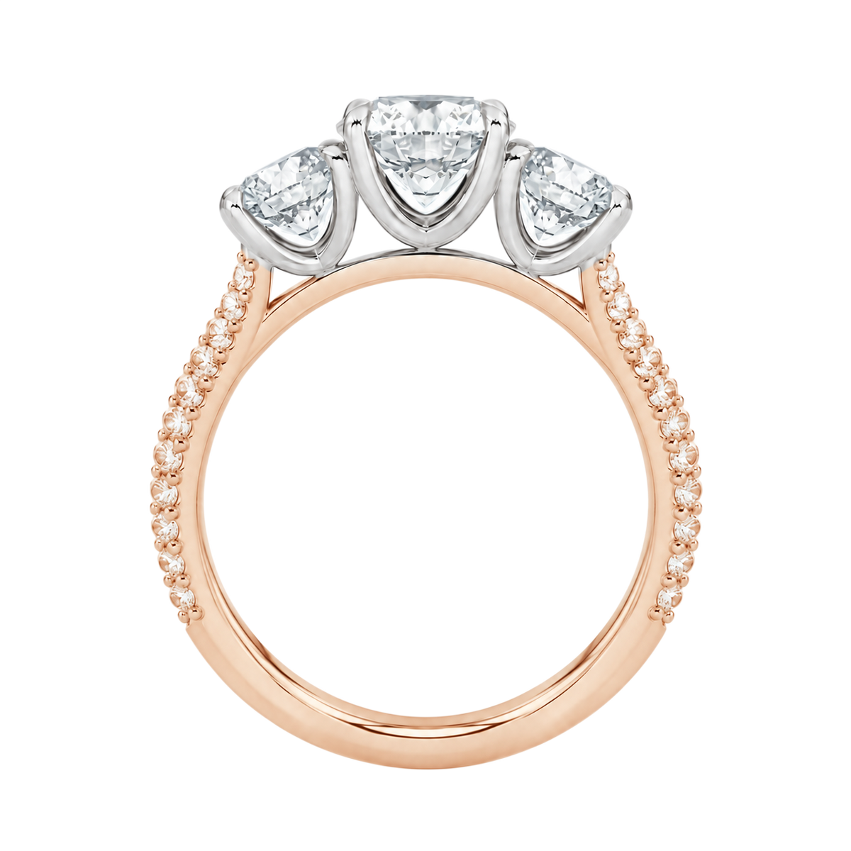 Trinity - Round - Rose/White Tone - Pavé