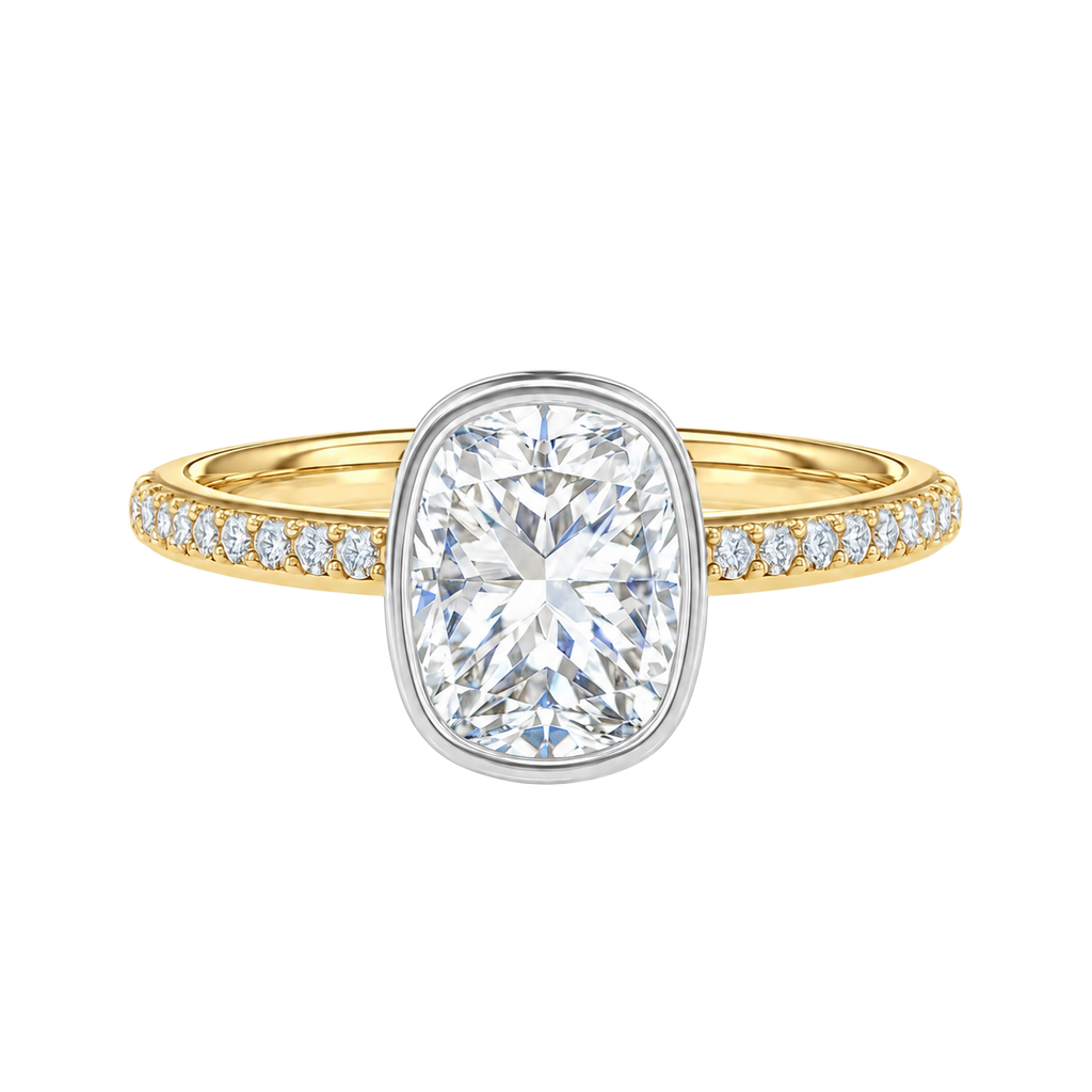 Bailey - Cushion - Yellow/White Tone - Pavé