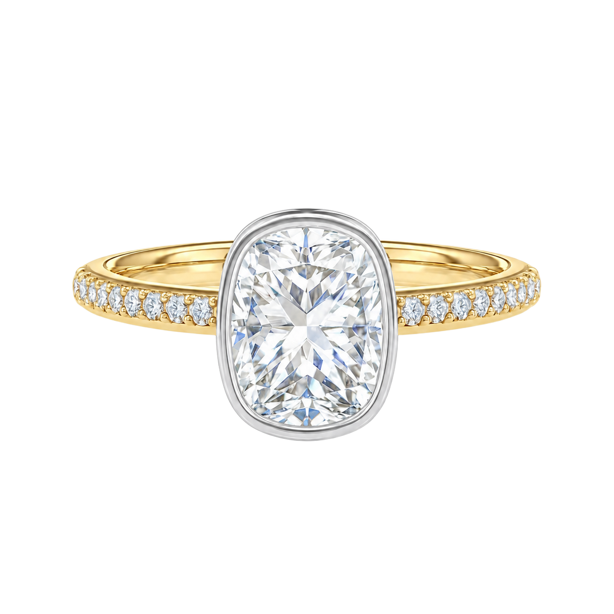 Bailey - Cushion - Yellow/White Tone - Pavé