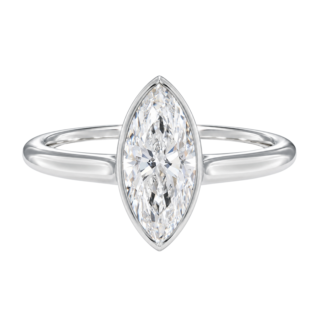 Solenne - Marquise - White Gold - Plain