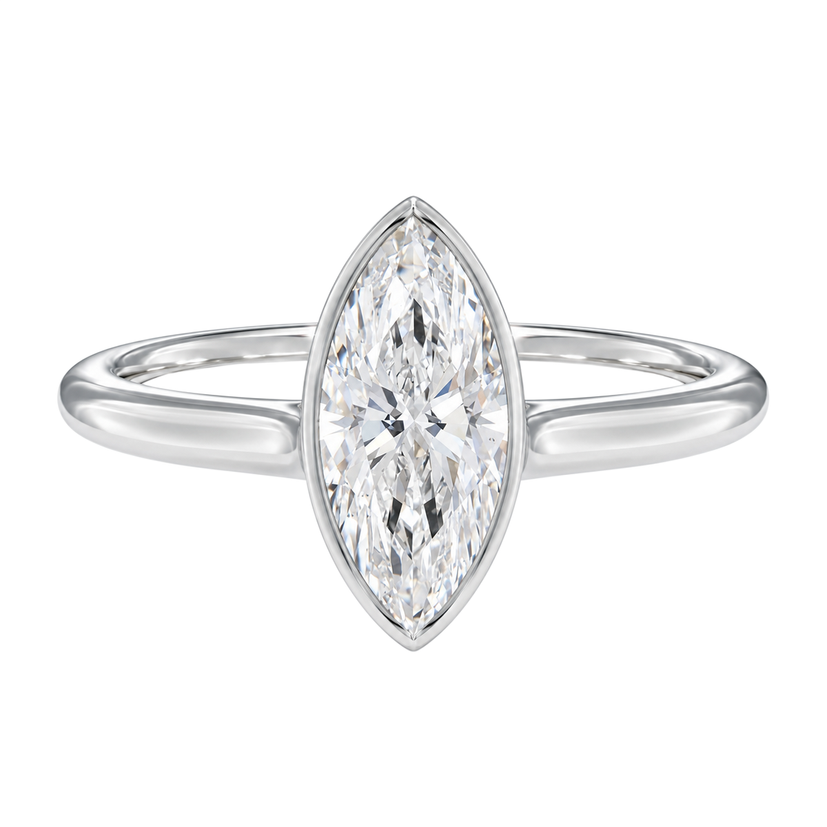 Solenne - Marquise - White Gold - Plain