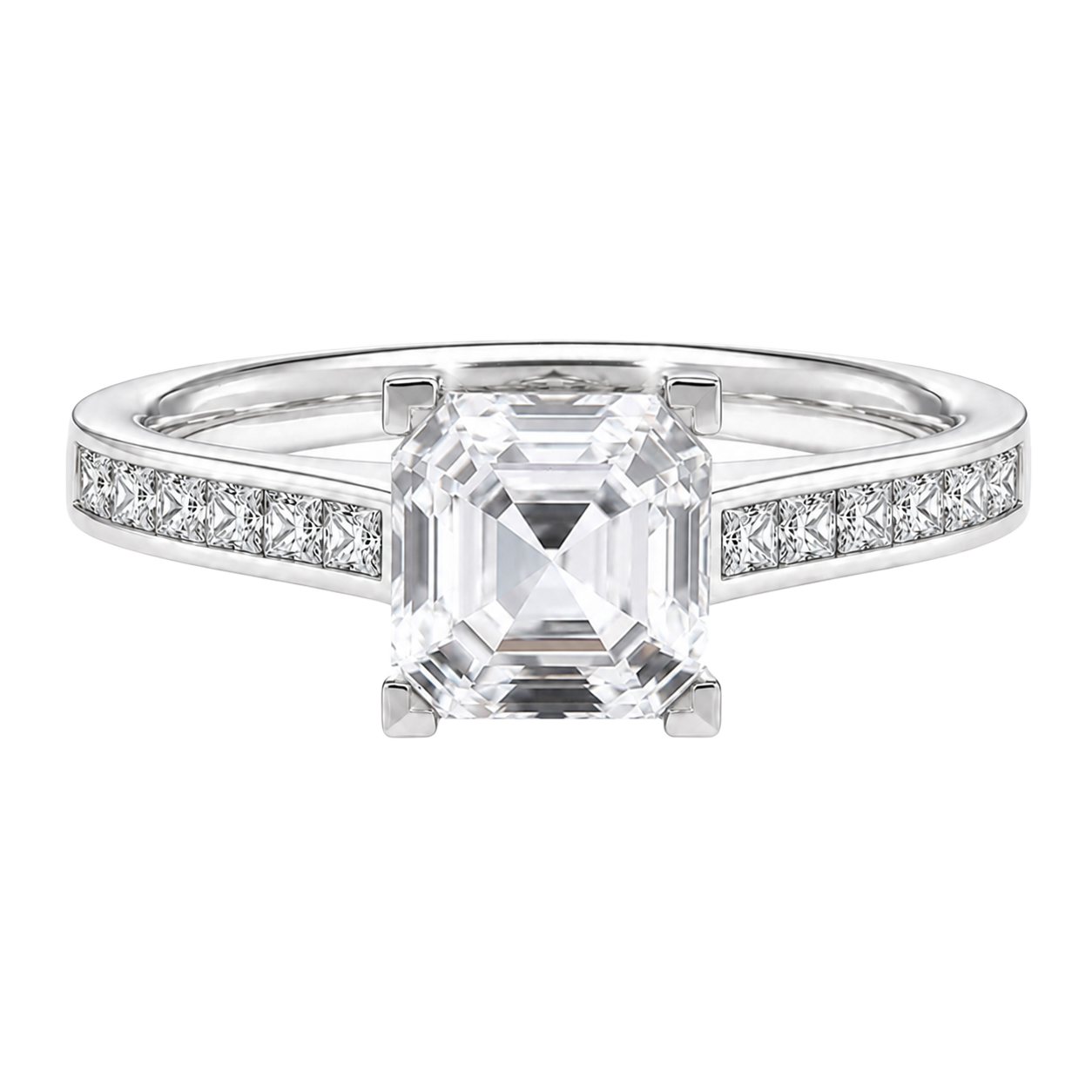 Basilica - Asscher - White Gold - Channel