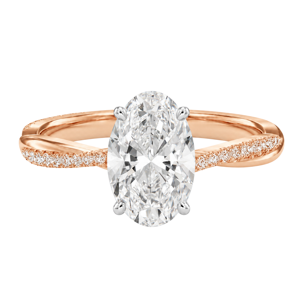 Wreath - Oval - Rose/White Tone - Pavé