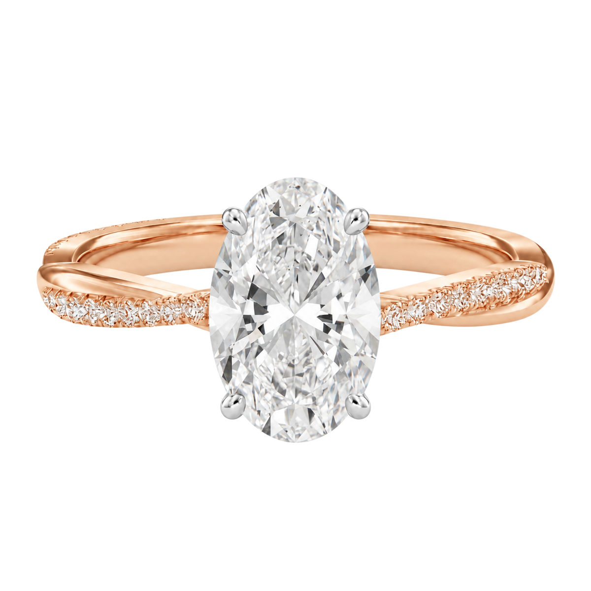 Wreath - Oval - Rose/White Tone - Pavé