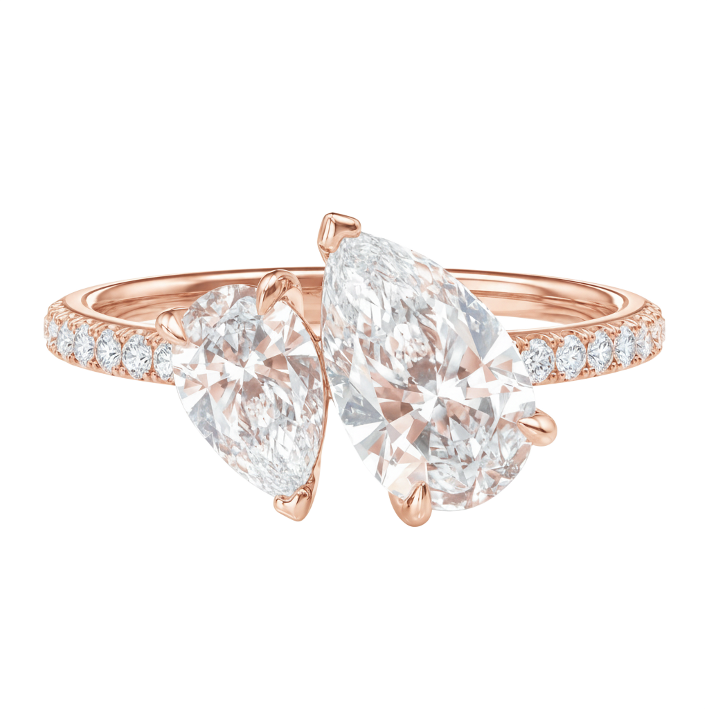 Duo - Pear - Rose Gold - Pavé