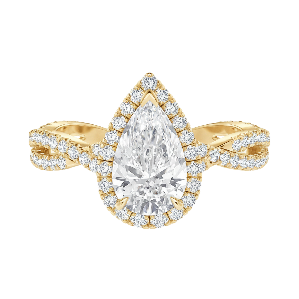 Braid - Pear - Yellow Gold - Pavé