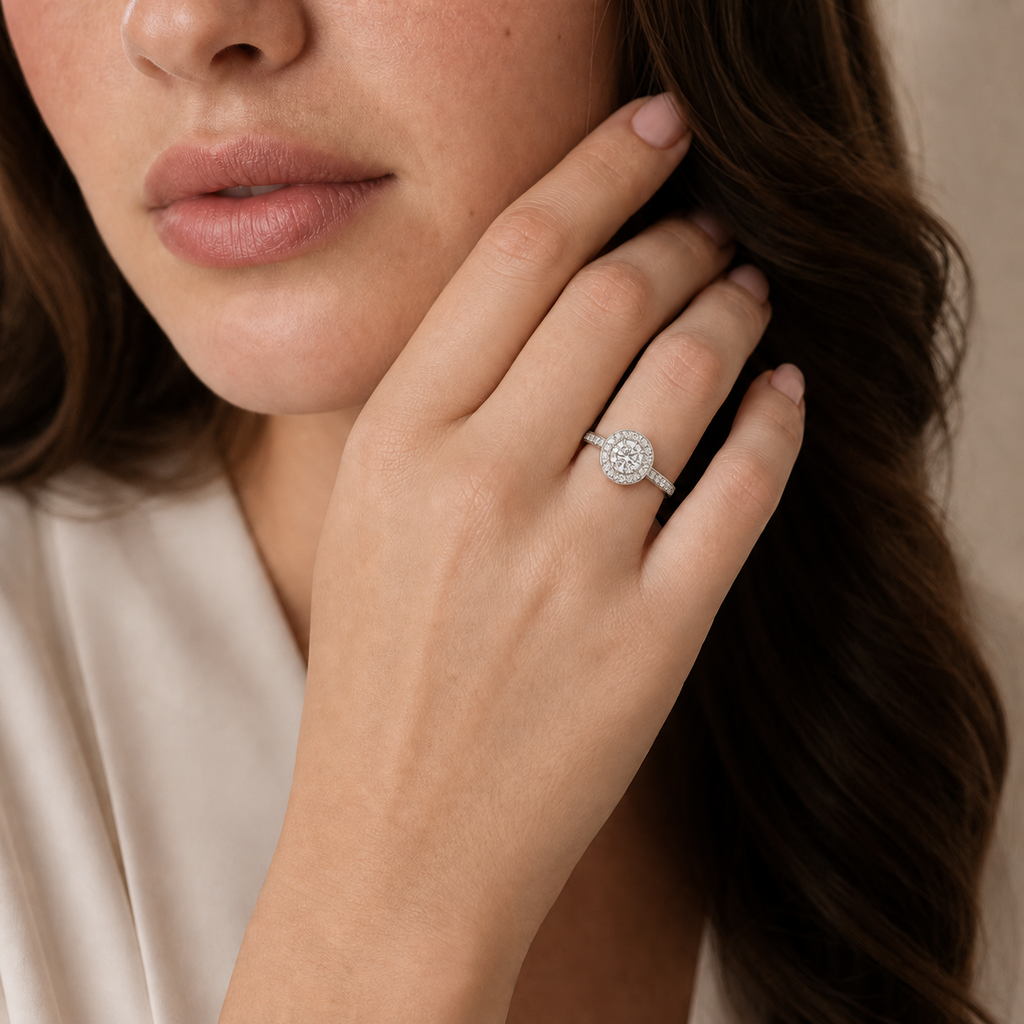 Deneuve - Round - White Gold - Pavé
