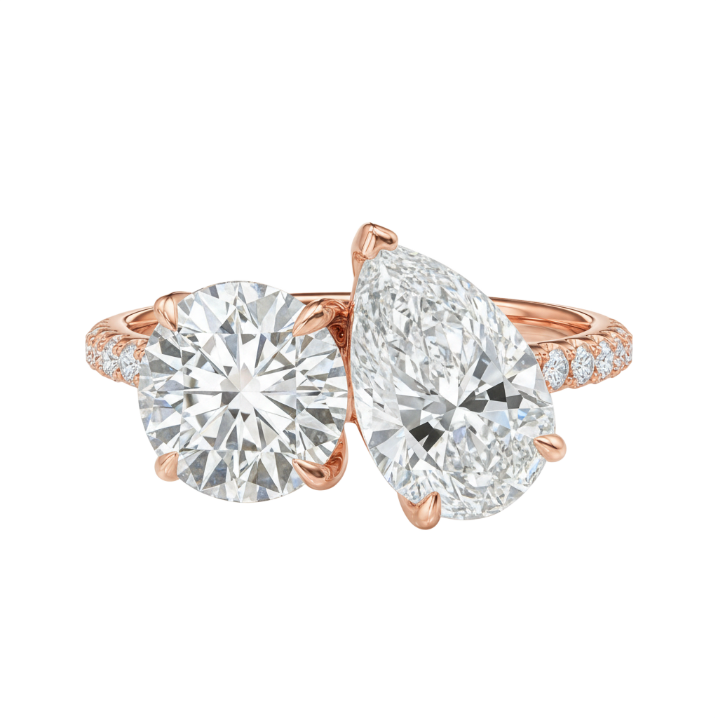 Duo - Round - Rose Gold - Pavé