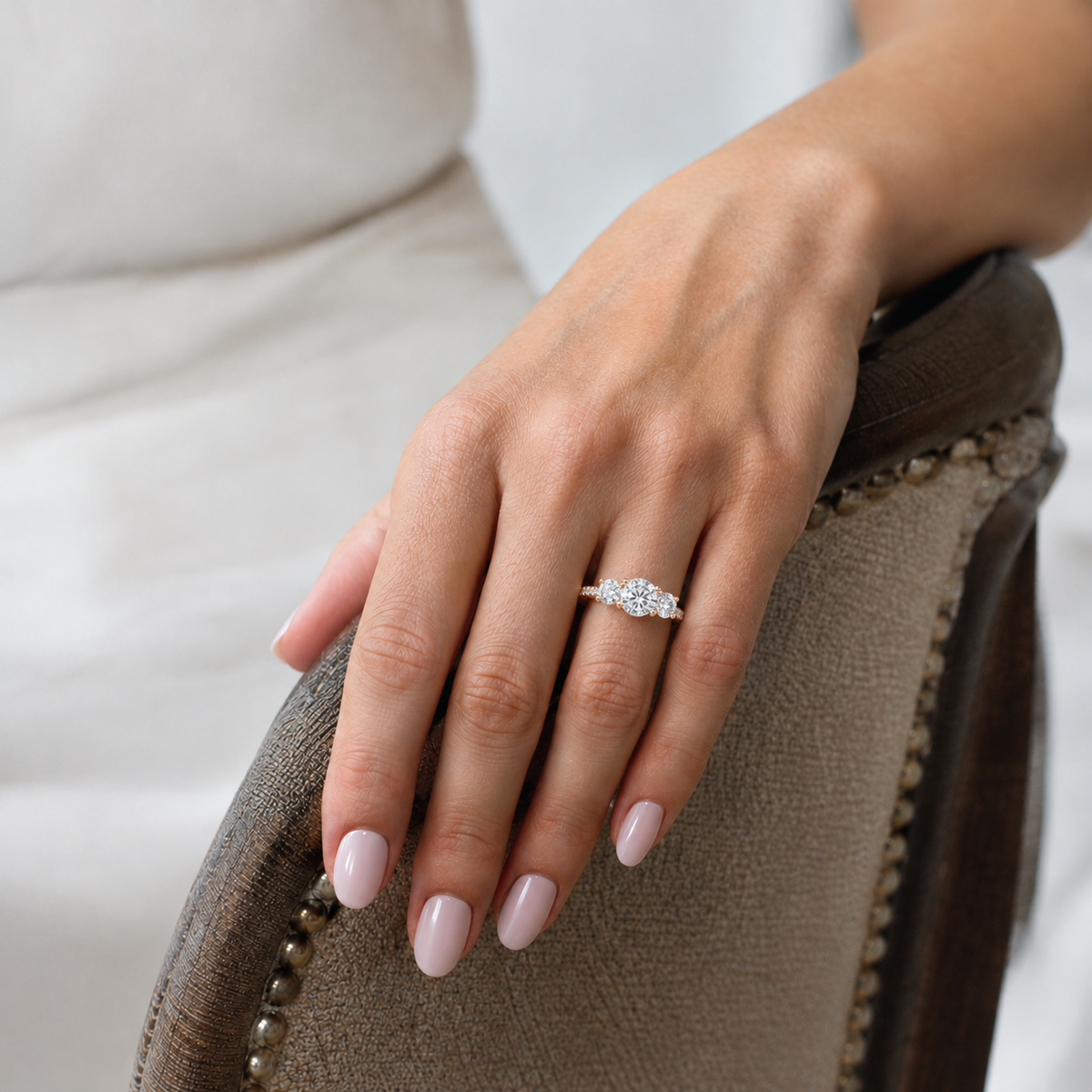 Trinity - Round - Rose Gold - Pavé