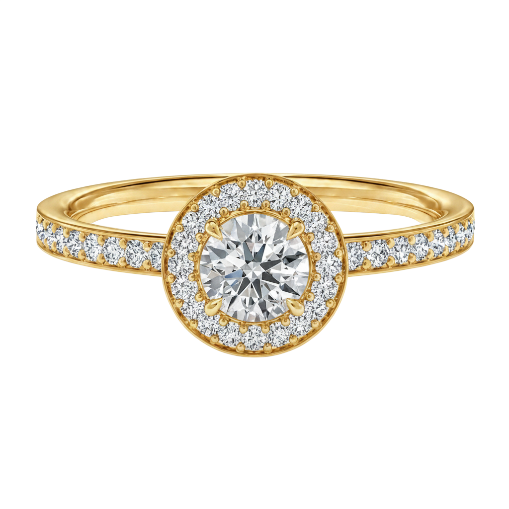 Deneuve - Round - Yellow Gold - Pavé