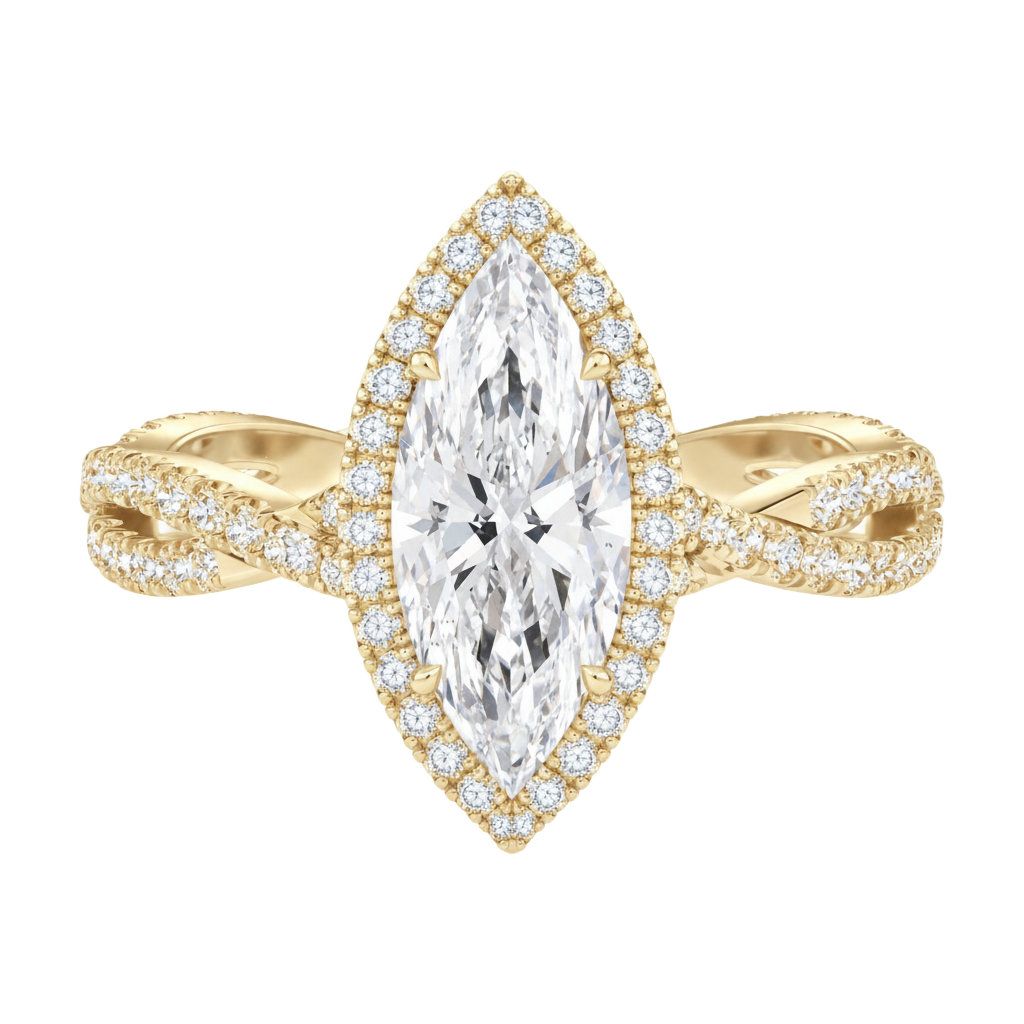 Braid - Marquise - Yellow Gold - Pavé
