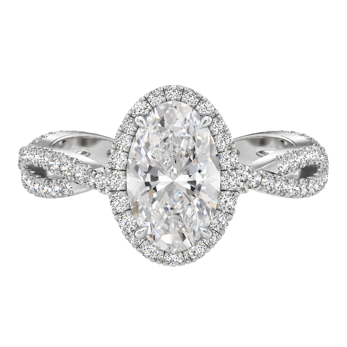 Braid - Oval - White Gold - Pavé