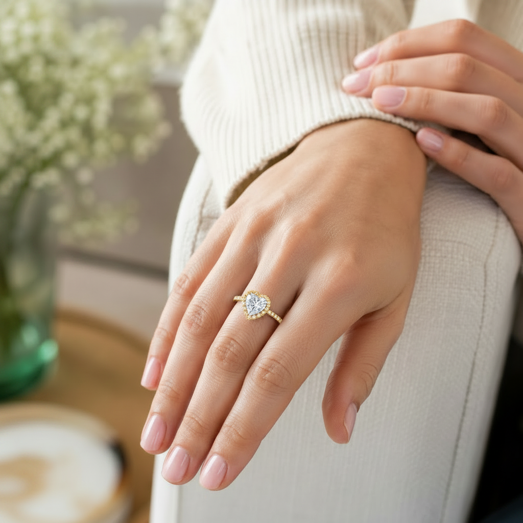 Cordelia - Heart - Yellow Gold - Channel