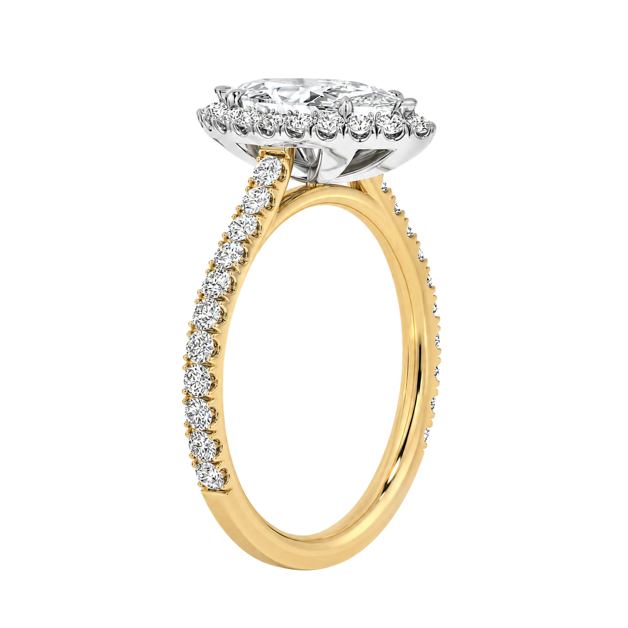 Cordelia - Marquise - Yellow / White Tone - Pavé