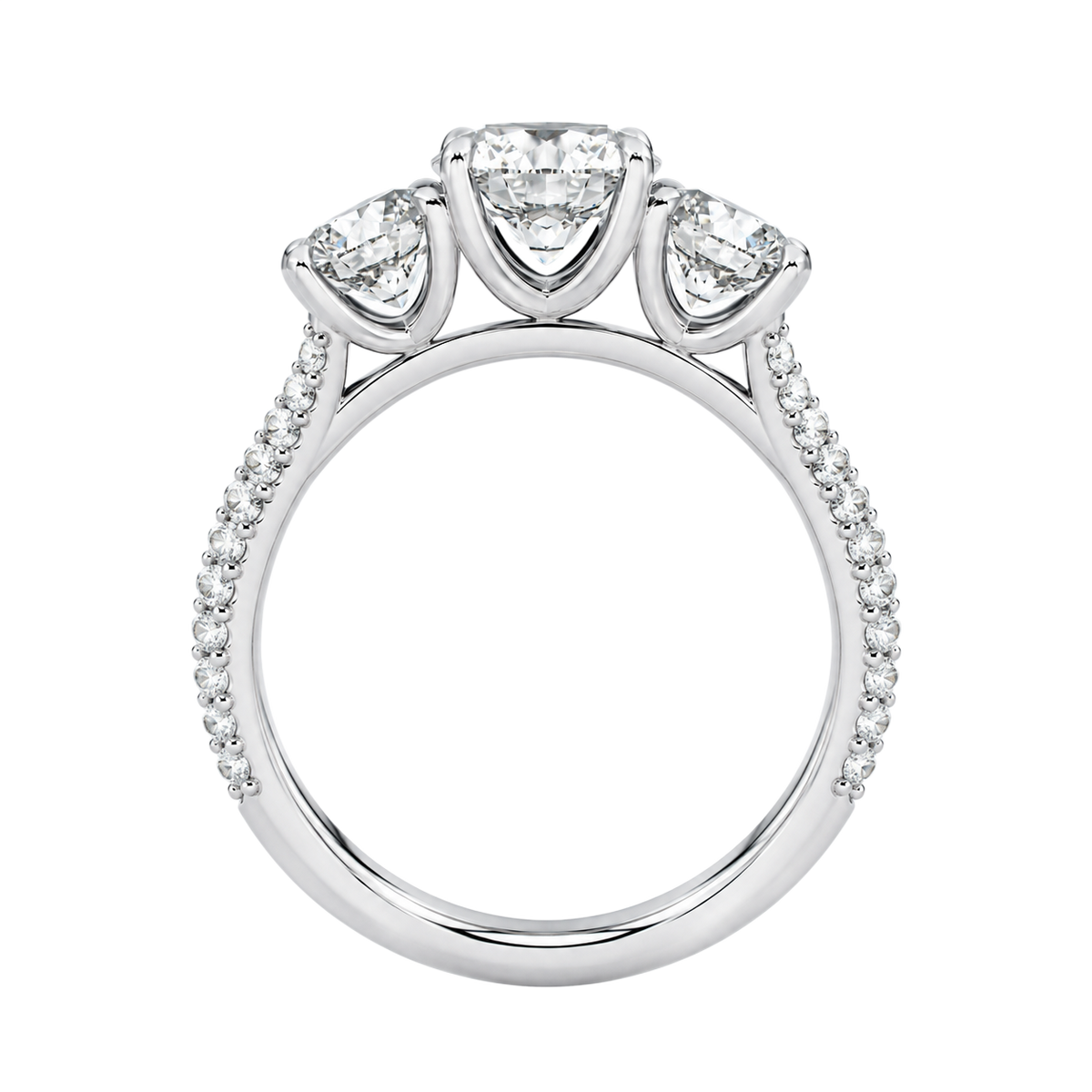 Trinity - Round - White Gold - Pavé