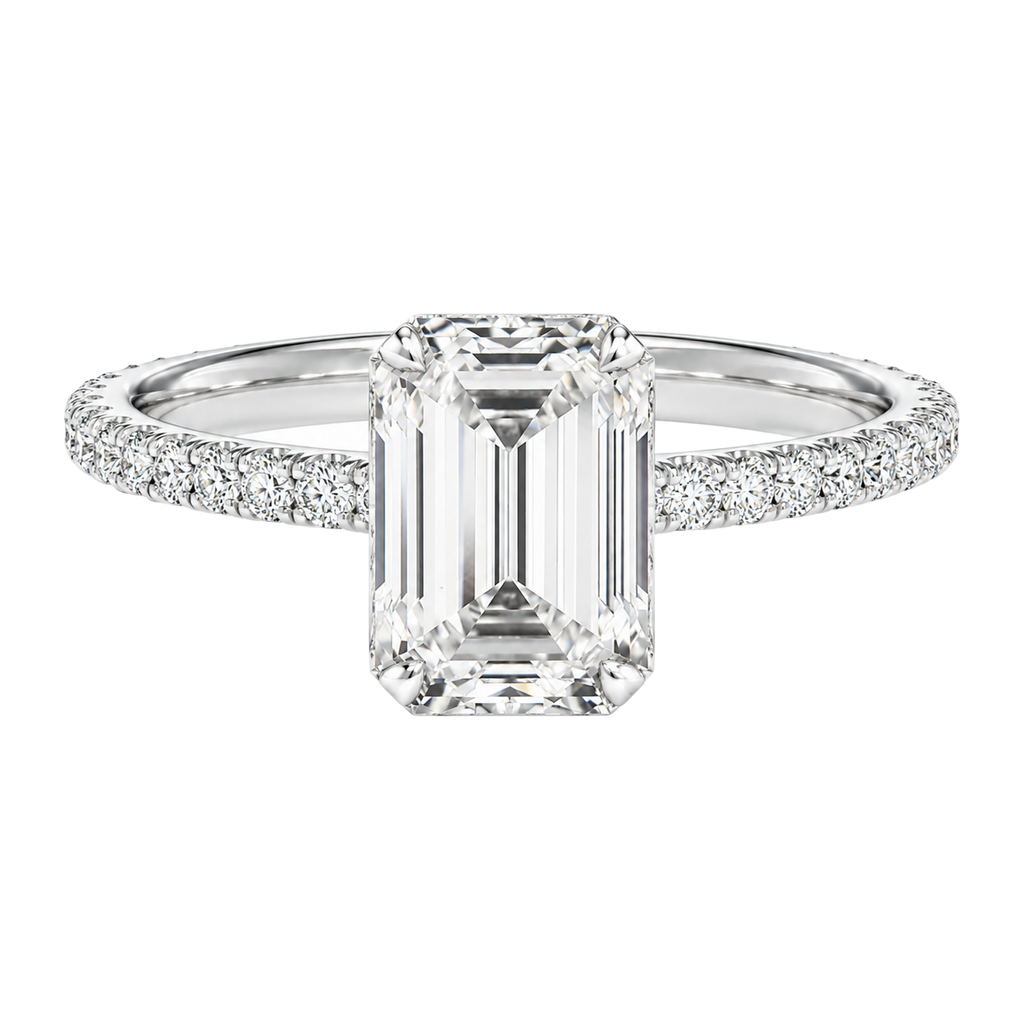 Solenne - Emerald - White Gold - Pavé