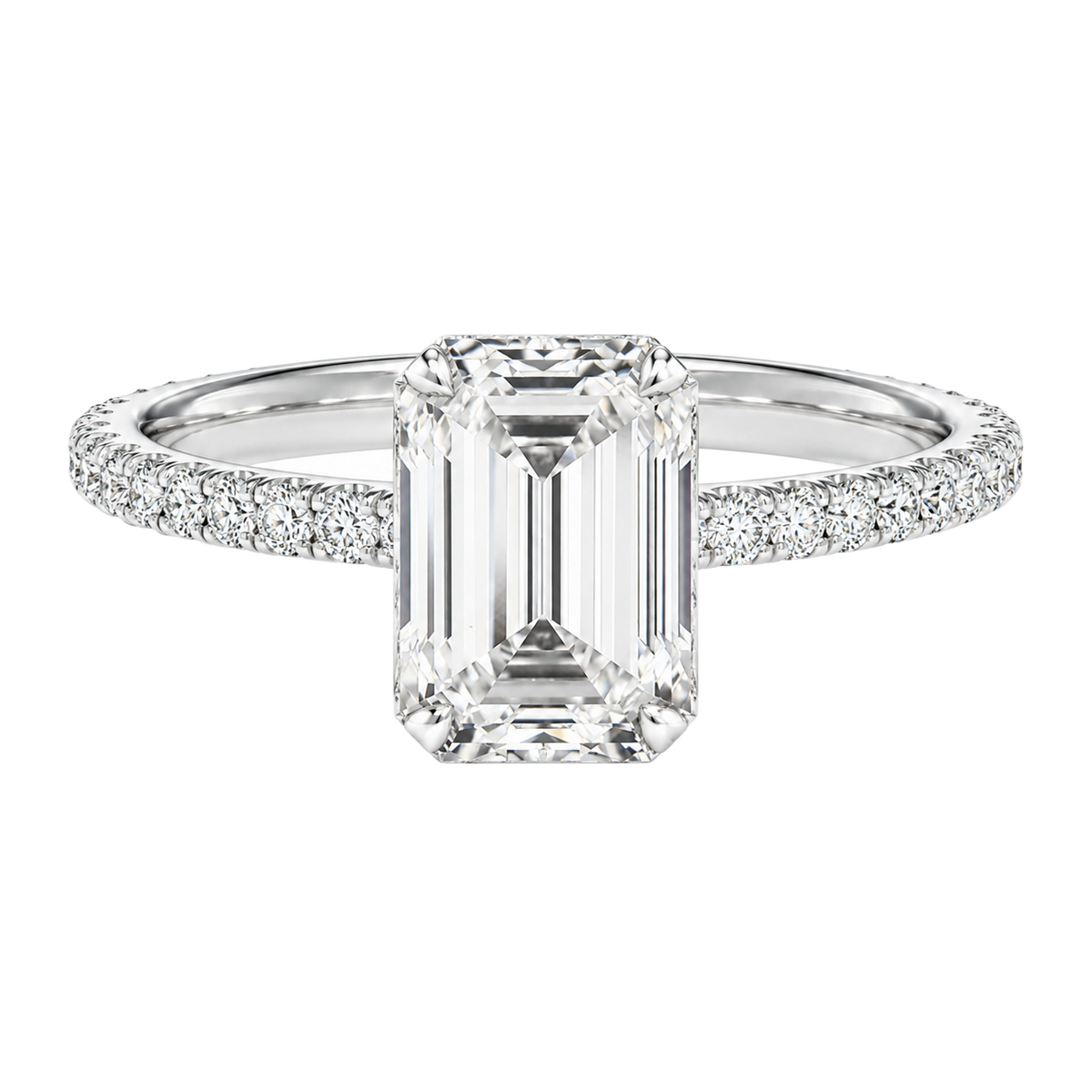 Solenne - Emerald - White Gold - Pavé