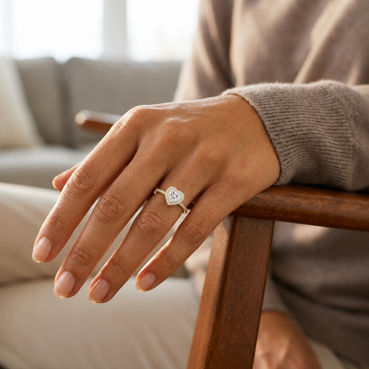 Deneuve - Heart - Yellow/White Tone - Pavé