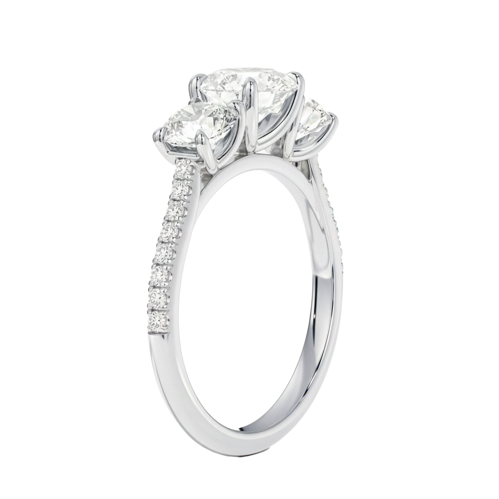 Trinity - Round - White Gold - Pavé