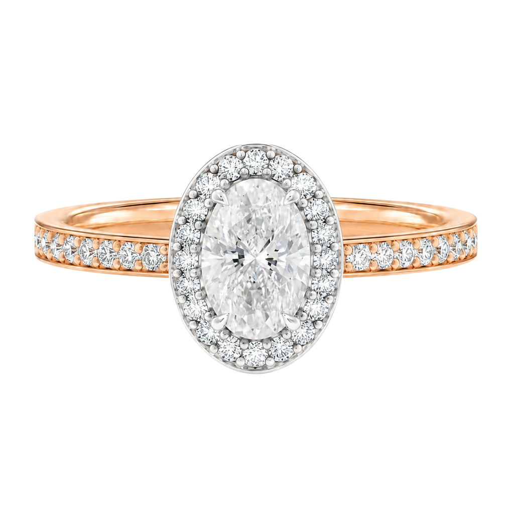 Deneuve - Oval - Rose/White Tone - Pavé