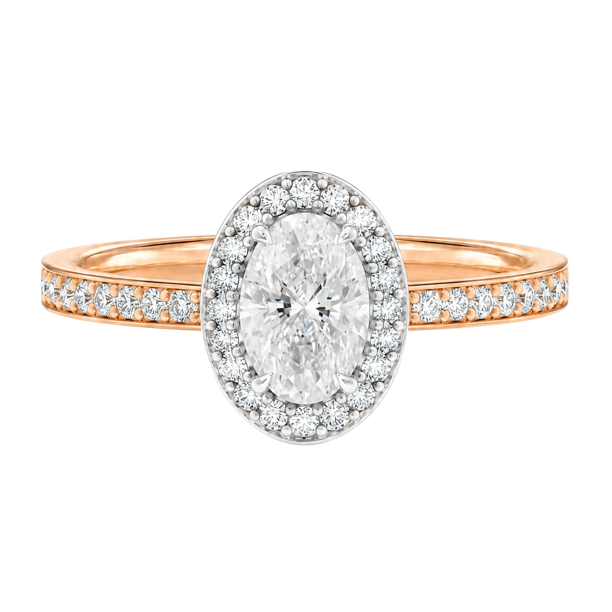 Deneuve - Oval - Rose/White Tone - Pavé