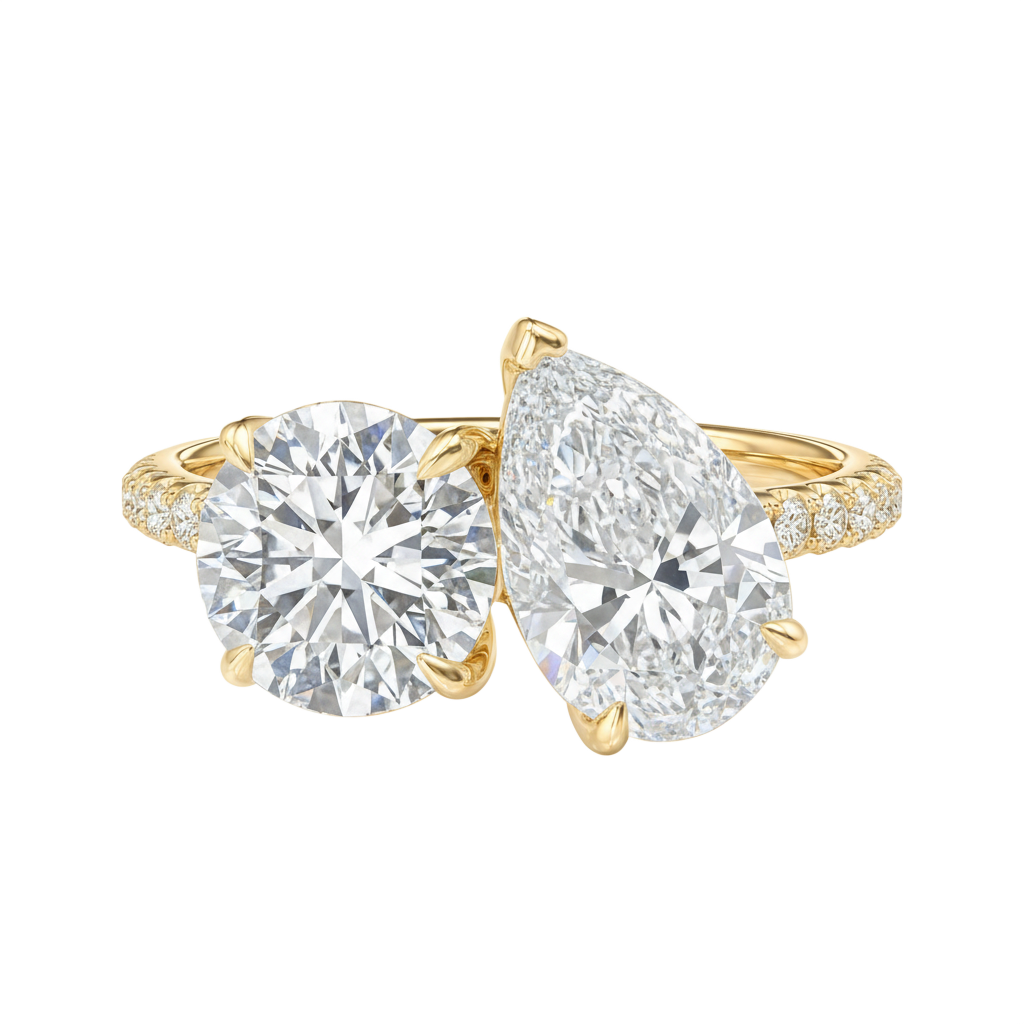 Duo - Round - Yellow Gold - Pavé