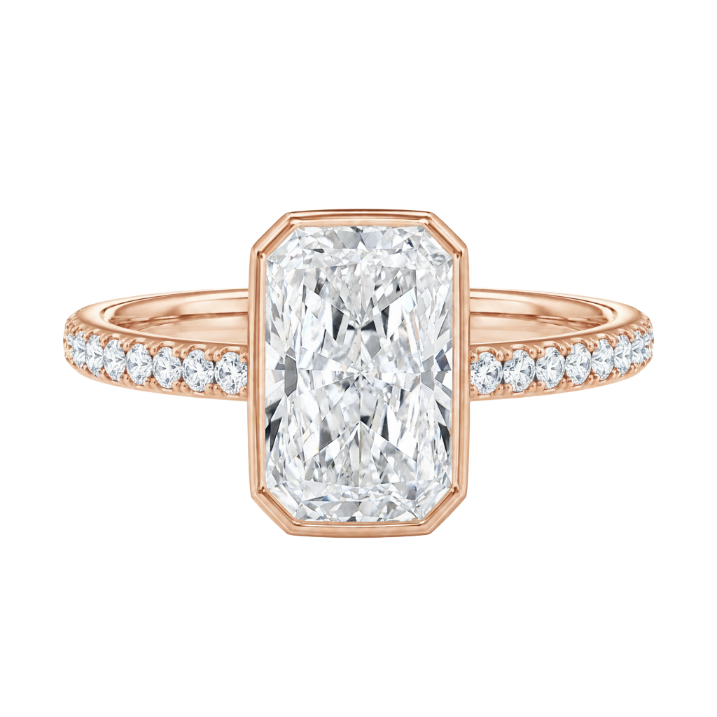 Bailey - Radiant - Rose Gold - Pavé