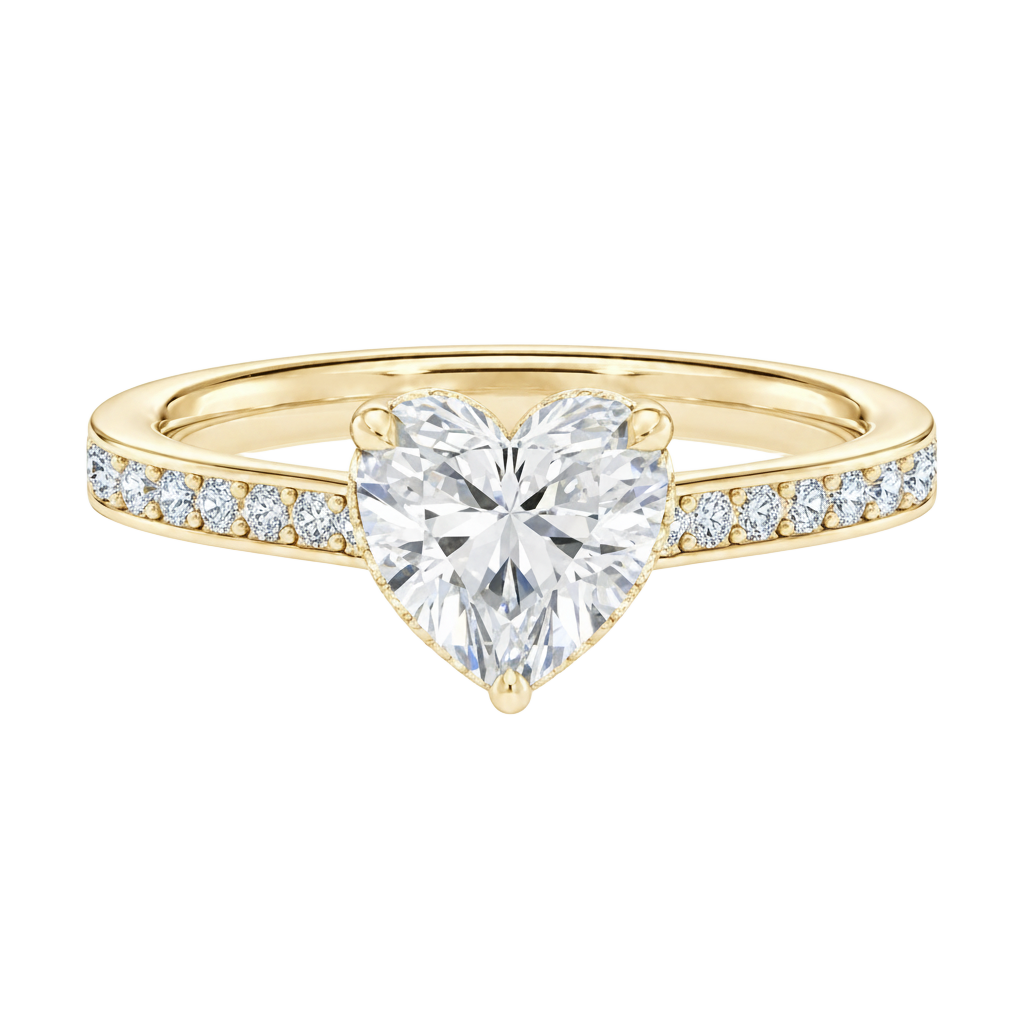 Talia - Heart - Yellow Gold - Channel