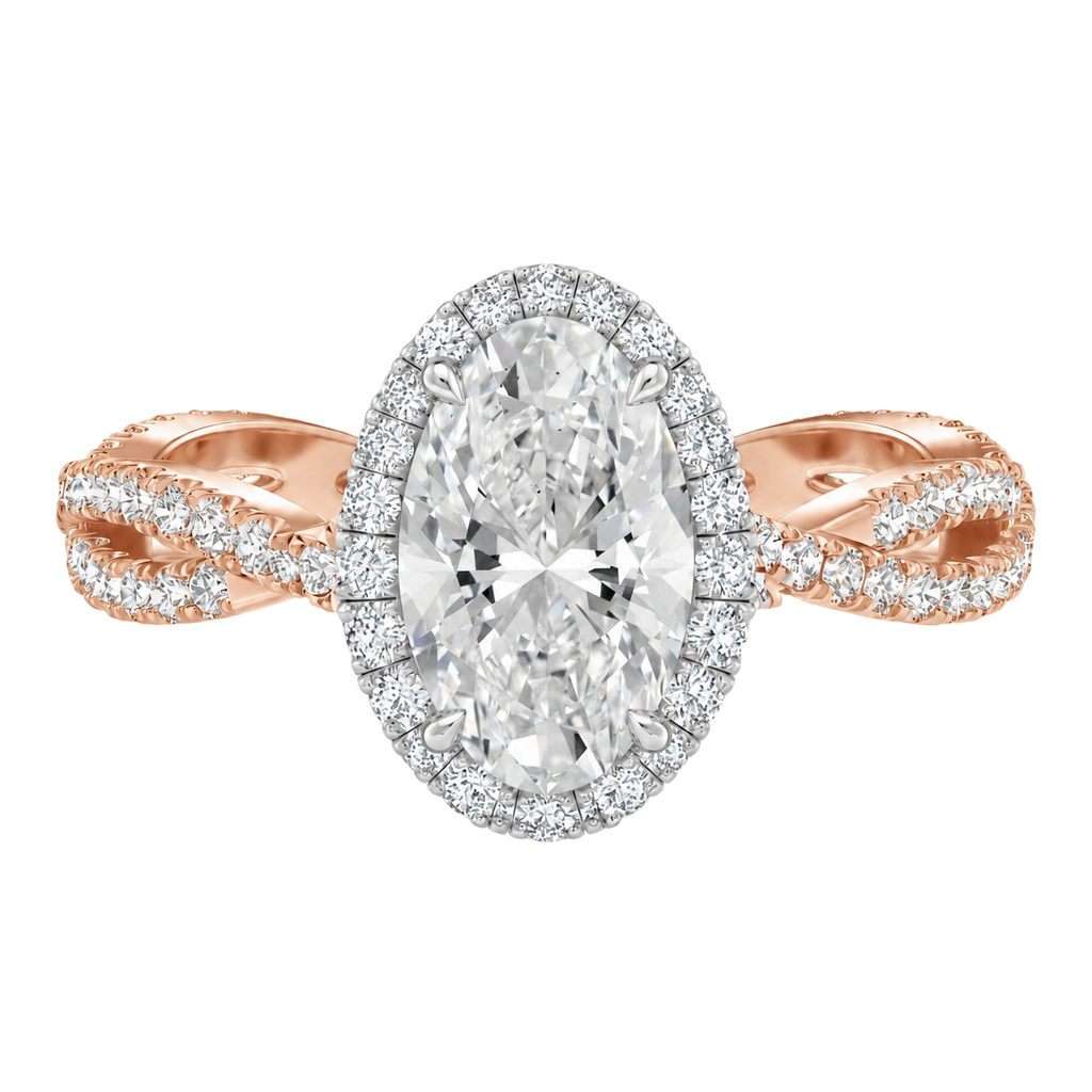 Braid - Oval - Rose/White Tone - Pavé