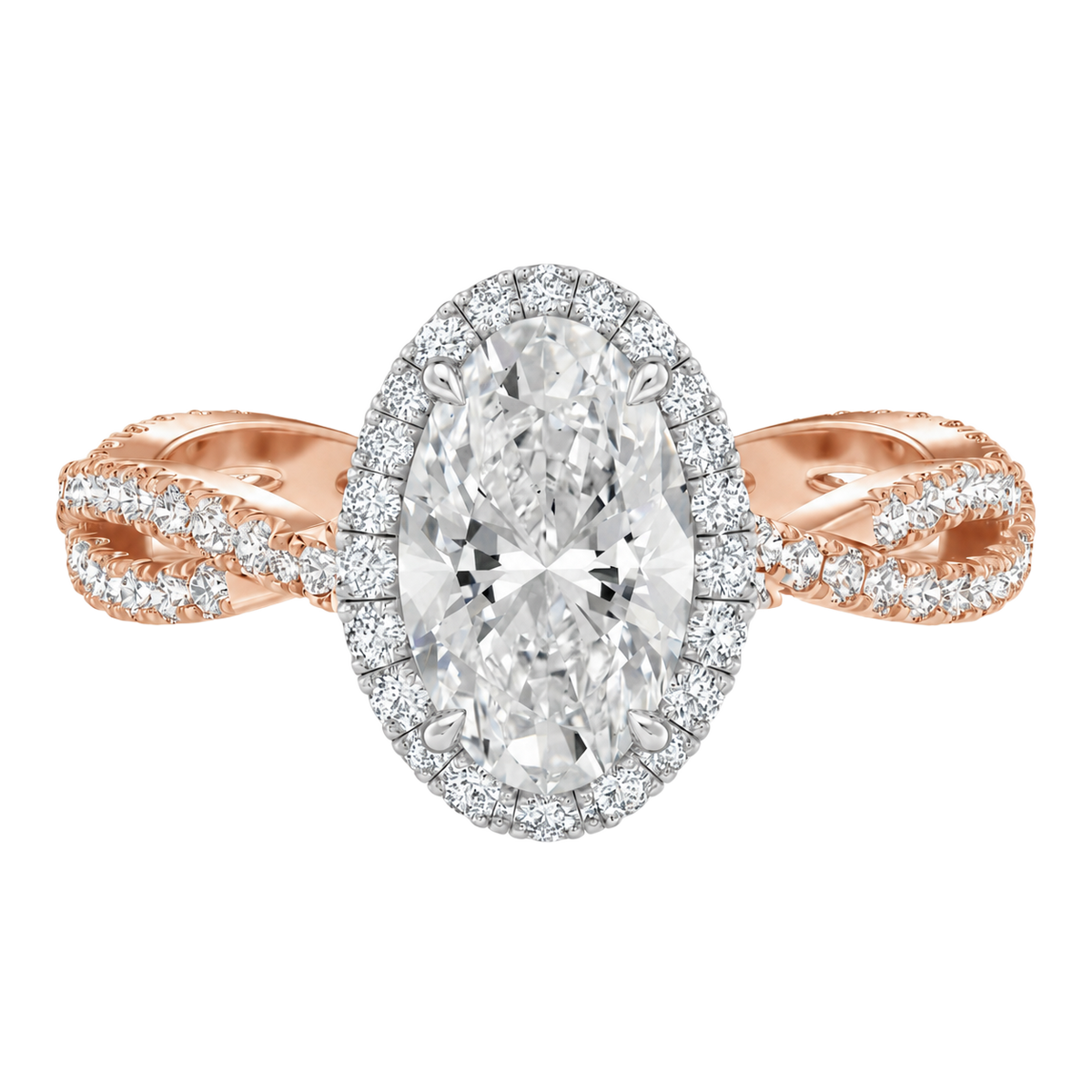 Braid - Oval - Rose/White Tone - Pavé