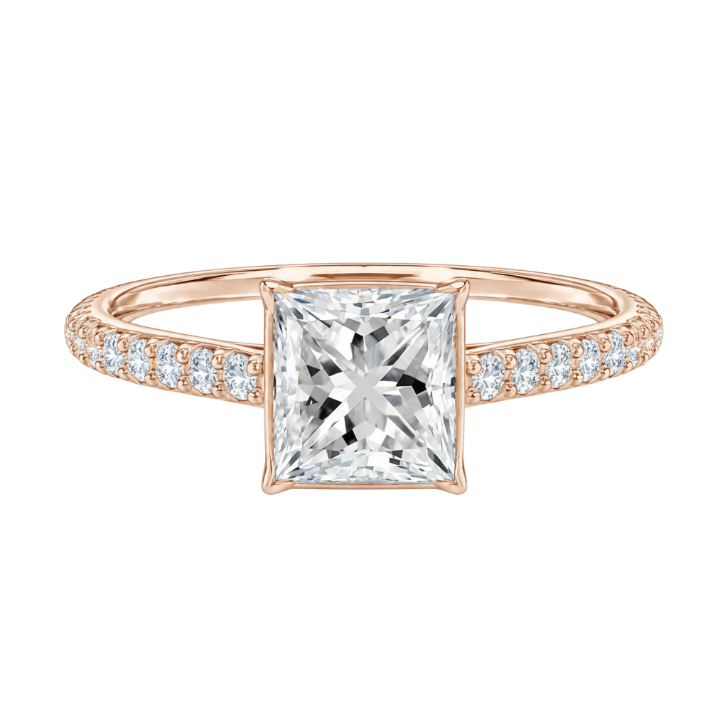 Solenne - Princess - Rose Gold - Pavé