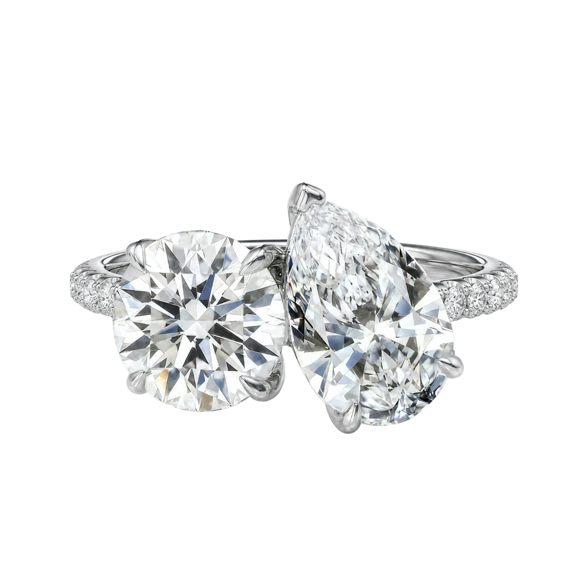 Duo - Round - Platinum - Pavé