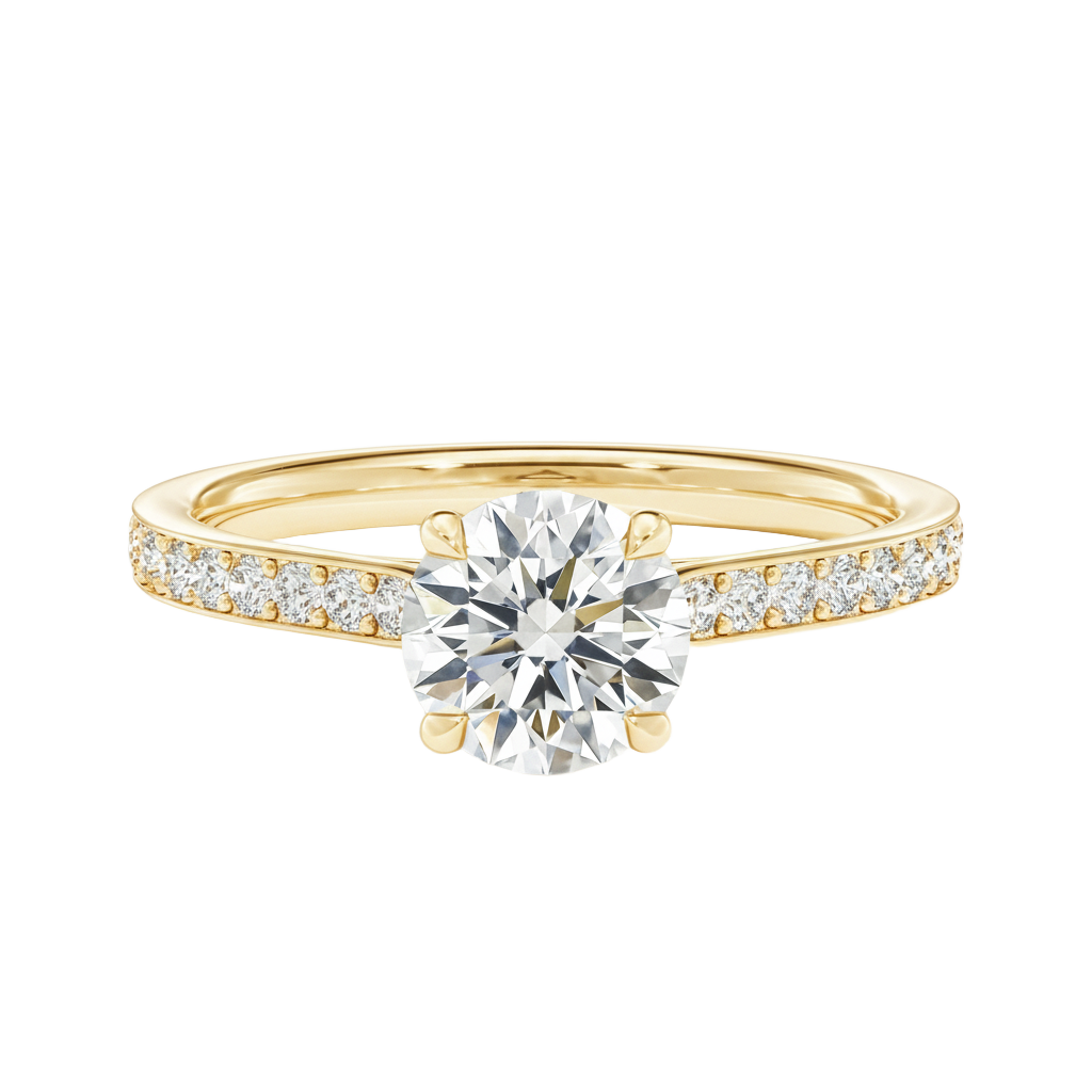 Talia - Round - Yellow Gold - Pavé