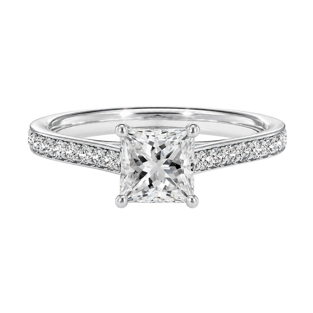 Basilica - Princess - White Gold - Pavé